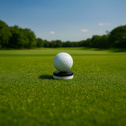Balle de golf posée sur un tee qui est un capteur Garmin Approach CT10