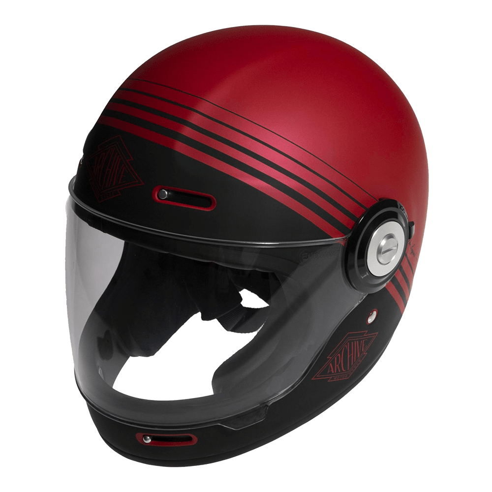 Casque archive vintage aux couleurs rouge et noir mat