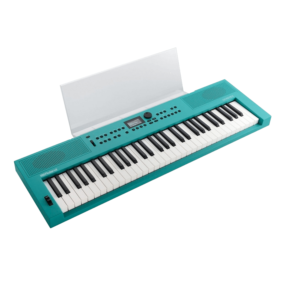Ce clavier turquoise, compact et portable, parfait pour jouer et composer partout.