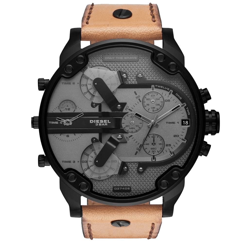 Montre DIESEL The Daddy 2.0 DZ7406 pour homme, boîtier en acier doré et cadran multifonction