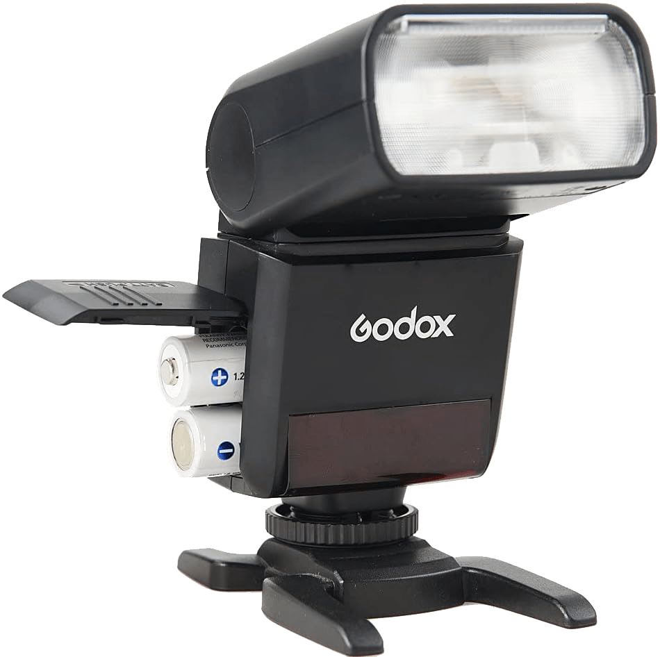 Flash avec batteries interchangeables.