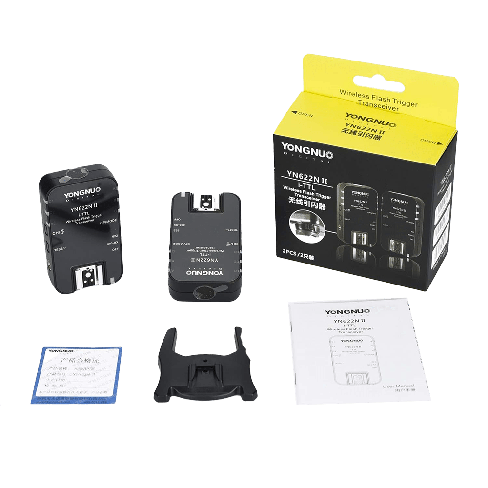 Package des émetteur récepteur YONGNUO et leur notice.
