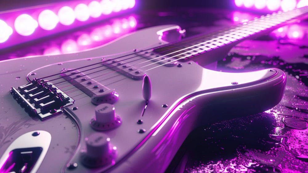 Guitare électrique prête pour un concert Rock ou Blues.