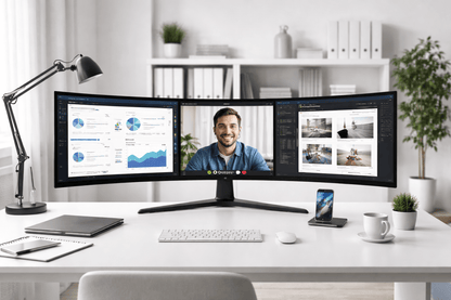 Sur performez en télétravail avec un multi-écrans en une seul dalle QLED de très haute définition