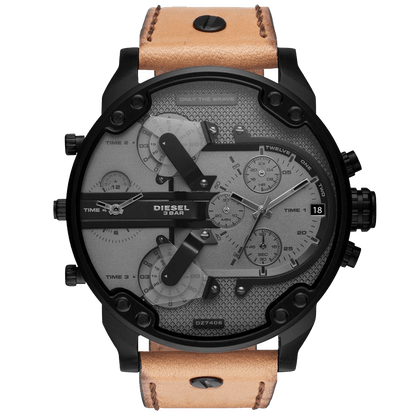 Montre DIESEL The Daddy 2.0 DZ7406 pour homme, boîtier en acier doré et cadran multifonction