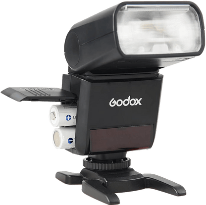 Flash avec batteries interchangeables.