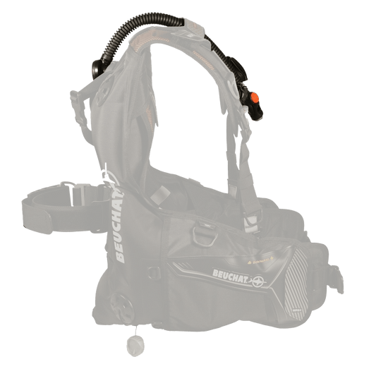 Inflateur Beuchat à monter sur gilet de stabilisation de plongée.