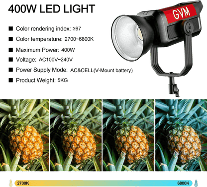 GVM Lampe vidéo LED 400 W, Pro 400B Bowens LED vous permet de faire varié vos températures d'éclairage.