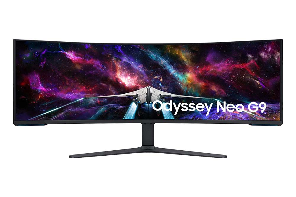 Samsung Ecran PC Odyssey Neo G9 57" 240Hz, 1ms, Dalle VA Mini LED Incurvée 1000R, Résolution DUHD : 7680 x 2160, 2500:1, Pied Ajustable, DisplayPort (2.1), HDMI (2.1), LanPort, USB 3.0