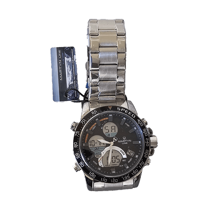 Élégante montre homme MARTYN LINE avec chronomètre, alarme et rétroéclairage LED.