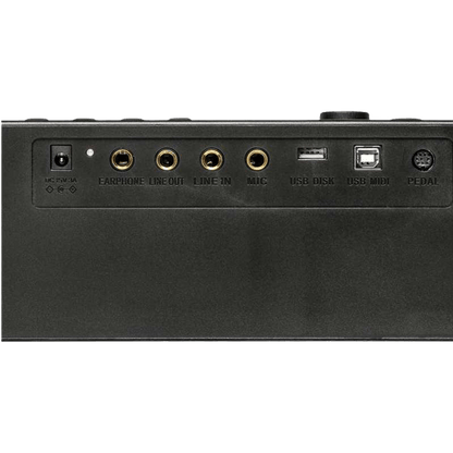 Sorties audio et connectiques MIDI/USB du Oqan QK88P – Une connectivité complète pour l’enregistrement et la production musicale.
