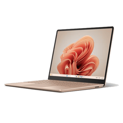 Microsoft Surface Laptop Go ouvert affichant son écran tactile PixelSense 12,4 pouces avec un design fin et élégant.