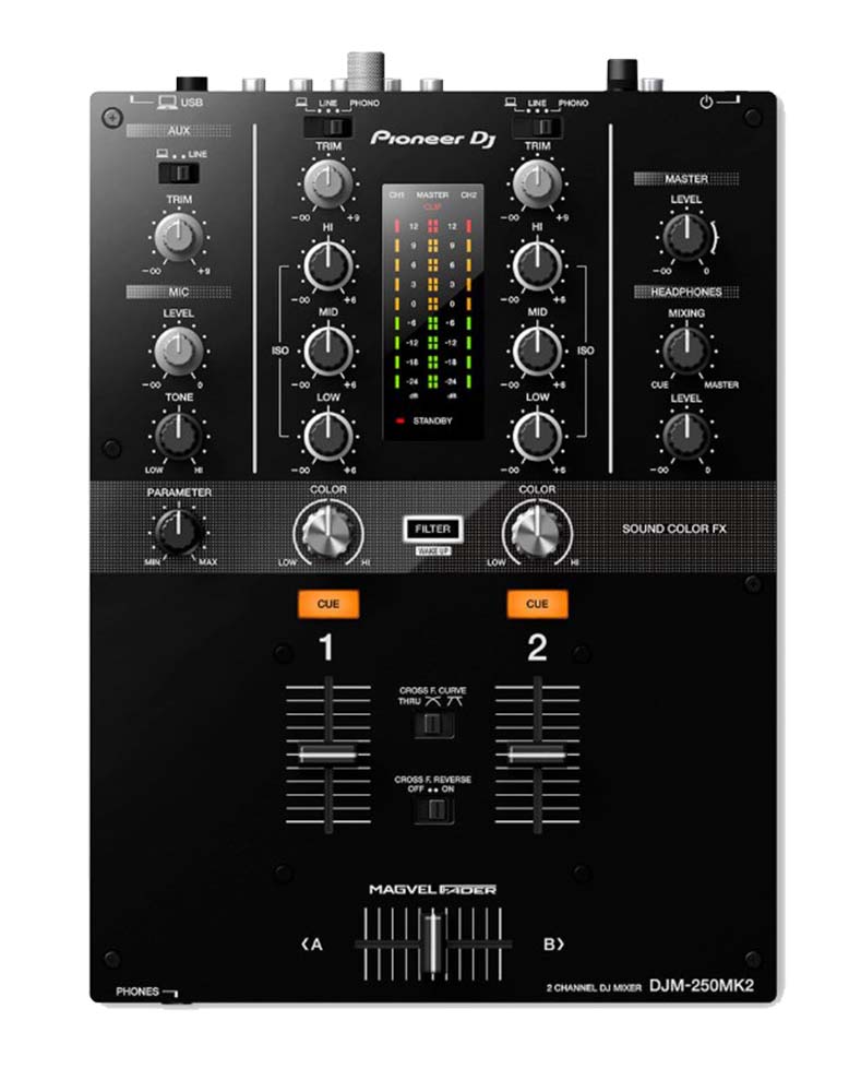 Pioneer DJ - DJM 250 MK2 vue de la façade de cette platine DJ