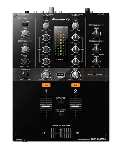 Pioneer DJ - DJM 250 MK2 vue de la façade de cette platine DJ
